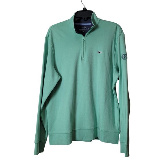 Vineyard Vines UNISEX Mint Green Half-Zip Pullover  Pima Cotton Whale Logo - Picture 2 of 12